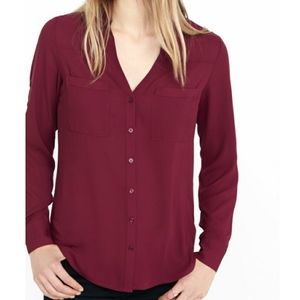 Express Portofino Cranberry Red Maroon Blouse